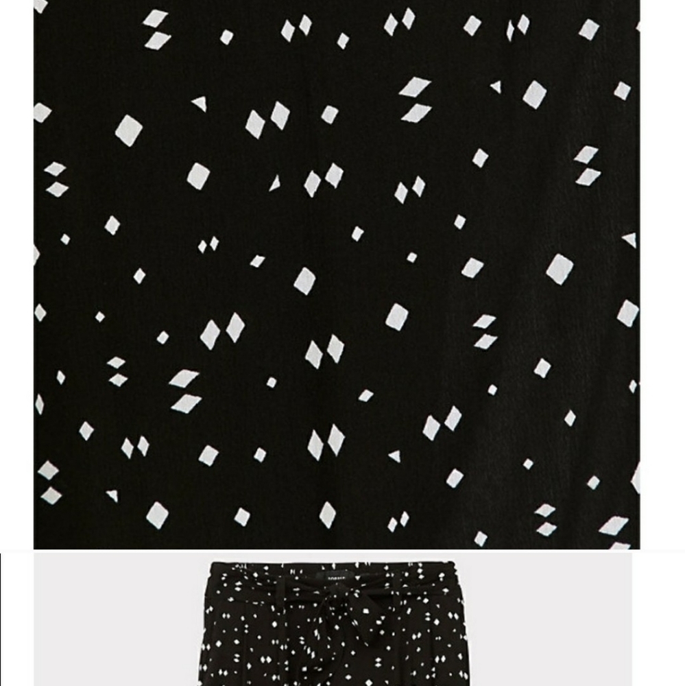 NEW TORRID Black Geo Gauze Tie Wide Leg Pants Belt